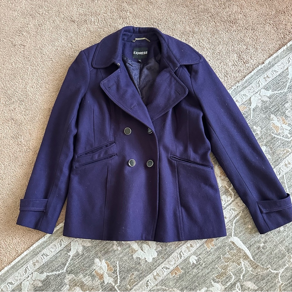Express Women's Deep Purple Peacoat